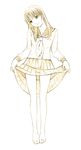  barefoot long_hair monochrome original school_uniform sketch skirt skirt_lift solo traditional_media yoshitomi_akihito 
