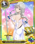  artist_request ass braid breasts card_(medium) character_name chess_piece grayfia_lucifuge grey_eyes high_school_dxd large_breasts lipstick maid_headdress makeup official_art polearm queen_(chess) red_lipstick silver_hair solo spear trading_card twin_braids weapon 