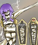  3girls bdsm bondage bound gagged helpless hijiri_byakuren multiple_girls mummification mummy nazrin sanamieigetu9 sarcophagus toramaru_shou touhou 