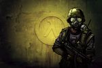  adrian_shephard american_flag armor bulletproof_vest camouflage gas_mask gloves gun h&amp;k_mp5 half-life heckler_&amp;_koch helmet highres logo male_focus math military military_uniform physics reflection russian soldier solo standing submachine_gun uniform upper_body weapon 