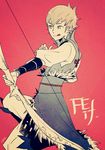  asao_(sakuya) bow_(weapon) fire_emblem fire_emblem_if kisaragi_(fire_emblem_if) male_focus monochrome red_background solo tongue weapon 