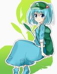  aqua_hair backpack bad_id bad_twitter_id bag blouse blue_eyes boots hair_bobbles hair_ornament hat kawashiro_nitori key looking_at_viewer outline reeds short_twintails sketch skirt skirt_set smile solo touhou twintails two_side_up yada_(xxxadaman) zoom_layer 
