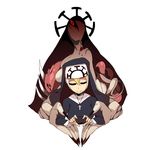  breasts closed_eyes double_(skullgirls) habit heart heart_hands higa_norio looking_at_viewer medium_breasts nun simple_background skullgirls smile solo white_background 