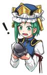  1girl asymmetrical_hair bobomaster green_eyes green_hair hat ribbon shiki_eiki short_hair sketch solo touhou 