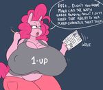  2015 anthro big_breasts breasts chubby earth_pony english_text equine erect_nipples female friendship_is_magic horse huge_breasts mammal my_little_pony nipple_bulge nipples pinkie_pie_(mlp) pony solo somescrub text 