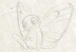  2015 arthropod blush butterfly butterfree female feral insect looking_at_viewer monochrome nintendo pencil_(artwork) pok&eacute;mon pussy simple_background solo traditional_media_(artwork) video_games white_background wings yaroul 