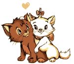  &lt;3 bow couple crossover cuddling cute disney duo female fluffysora fur hair_bow hug male marie oliver oliver_and_company orange_fur the_aristocats whiskers white_fur young 