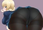  ass bent_over black_legwear blazer blonde_hair blue_eyes blue_skirt blue_sweater braid collared_shirt crotch_seam cup dakku_(ogitsune) darjeeling drinking girls_und_panzer jacket panties panties_under_pantyhose pantyhose school_uniform shirt skirt solo st._gloriana's_school_uniform sweater tea teacup thigh_gap thighband_pantyhose underwear upskirt white_shirt 