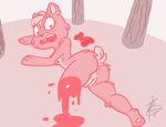  amputee anthro anus big_butt blood bone bow bow_tie buckteeth butt chipmunk covering cute dripping_blood forest fur giggles gore happy_tree_friends lying mammal melonpussy on_front open_mouth outside panic paws pink_fur pink_theme presenting pussy rodent scared simple_background small_tail small_waist solo teeth tree wide_eyed 