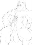  abdominal_bulge age_difference balls biceps big_balls big_dom_small_sub big_muscles big_penis bulge canine child cub happy human hyper kemono knot laugh line_art living_condom male male/male mammal manly massivestrikes_(artist) muscular pecs penis proud size_difference snarling wolf young 
