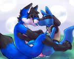 anal anal_penetration bashbl-ux borck_unleashed canine digital_media_(artwork) dildo double_dildo duo eyes_closed internal kissing lucario male male/male mammal nintendo penetration penis pok&eacute;mon sex_toy sitting tongue video_games 