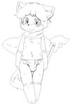  aliasing black_and_white bulge canine clothing cub dog front_view fundoshi looking_at_viewer male mammal monochrome nipples noriburu scarf shy sketch solo standing underwear walking young 