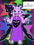  2015 asriel_dreemurr black_sclera caprine clothed clothing fur goat long_ears male mammal monster open_mouth paws rainbow solo spoiler spoilers text undertale white_fur wings 