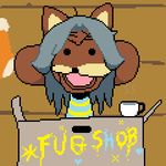  2015 animated animation clothed clothing cup cute digital_media_(artwork) grey_hair hair low_res open_mouth pixel_(artwork) pixel_animation solo spurdo temmie_(undertale) text undertale 