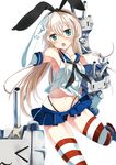  aqua_eyes black_panties blonde_hair elbow_gloves gloves hair_ornament hairband highleg highleg_panties highres kantai_collection long_hair looking_at_viewer open_mouth panties rensouhou-chan school_uniform serafuku shimakaze_(kantai_collection) solo striped striped_legwear thighhighs underwear white_gloves xephonia 