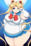  1girl bishoujo_senshi_sailor_moon blonde_hair blue_eyes kurokaze_no_sora moon obese tsukino_usagi v 