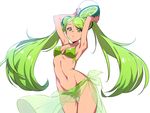  armpits arms_up bad_id bad_twitter_id ball bangs beachball bikini breasts carrying_overhead contrapposto cookie_run cowboy_shot floating_hair food fruit green green_bikini green_eyes green_hair hair_ornament lime_(fruit) lime_cookie long_hair navel original parted_lips personification sarong see-through simple_background small_breasts solo standing supernew swept_bangs swimsuit thigh_gap twintails very_long_hair white_background 