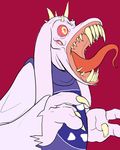  caprine clothing fangs female four_eyes fur goat horn long_ears mammal monster nightmare_fuel robe scary solo tongue tongue_out toriel undertale white_fur 