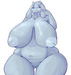  2015 alpha_channel big_breasts blue_eyes breasts caprine chubby fangs female fur goat horn huge_breasts inverted_nipples long_ears mammal monster navel nipples nude open_mouth puffy_nipples signirsol simple_background solo thick_thighs tongue toriel transparent_background undertale white_fur wide_hips 