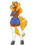  2015 anthro blonde_hair blue_eyes cleavage clothed clothing equine female hair horse mammal portrait solo 