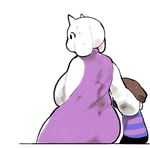  ambiguous_gender brown_hair caprine duo eyelashes female fur goat hair horn human inkerton-kun mammal monster protagonist_(undertale) sitting smile toriel undertale white_fur 