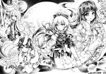  animal_ears armband arrow bad_id bad_pixiv_id bamboo blazer bow bow_(weapon) braid breasts bunny_ears bunny_tail carrot_necklace constellation expressionless flower frilled_sleeves frills full_moon greyscale hat houraisan_kaguya inaba_tewi jacket lakestep55 large_breasts long_hair long_skirt long_sleeves medium_breasts monochrome moon multiple_girls necktie nurse_cap reisen_udongein_inaba short_sleeves single_braid skirt smile tail touhou traditional_media unfinished very_long_hair weapon wide_sleeves yagokoro_eirin 