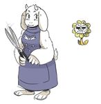  2015 abstract_background caprine clothing duo female flora_fauna flower flowey_the_flower fur goat horn invalid_tag long_ears mammal monster paws plant robe scissors toriel undertale white_fur 