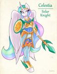  2015 ambris anthro anthrofied armor breasts equine eyelashes female friendship_is_magic fur hair horn long_hair mammal melee_weapon multicolored_hair my_little_pony navel polearm princess_celestia_(mlp) purple_eyes shield smile solo spear weapon white_fur winged_unicorn wings 
