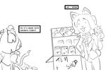 :3 andhalm anthro arachnid arthropod black_and_white dialogue duo english_text female hair_bow monochrome muffet multi_limb multiple_eyes open_mouth spider suit temmie_(undertale) text undertale 