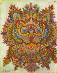  abstract ambiguous_gender cat colorful feline front_view license_info looking_at_viewer louis_wain mammal pastel_(artwork) proper_art psychedelic public_domain simple_background solo surreal symmetry traditional_media_(artwork) 