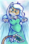  2014 anthro cheetah crossdressing feline frozen_(movie) genesisw green_eyes male mammal queen_elsa_(frozen) solo traditional_media_(artwork) vinci_(character) 
