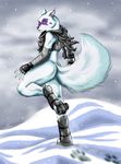  alopex anthro arctic_fox bakameganekko bandage bottomless butt canine claws clothed clothing female fox fur gloves half-dressed hi_res looking_at_viewer looking_back mammal snow solo teenage_mutant_ninja_turtles thick_thighs white_fur yellow_eyes 