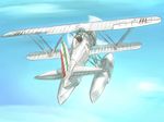 airplane biplane cloud cr.42_falco day fiat_icr_42 flying helmet no_humans regia_aeronautica seaplane suzushiro_(gripen39) 