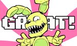  animatronic english_text fangs five_nights_at_freddy&#039;s five_nights_at_freddy&#039;s_4 lagomorph looking_at_viewer machine mammal nitorou plushtrap_(fnaf) rabbit robot smile solo text video_games 