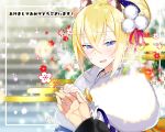  2boys akemaru bishounen blonde_hair blue_eyes blush crossdressing eyebrows_visible_through_hair hair_between_eyes hair_ribbon japanese_clothes kimono long_hair looking_at_viewer male_focus mama_(akemaru) multiple_boys new_year original otoko_no_ko pov ribbon smile solo solo_focus sweatdrop updo yaoi 