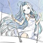  :o ahoge blue_eyes blue_hair bracer breasts choker dress flower granblue_fantasy h2so4 hair_intakes holding holding_umbrella long_hair looking_at_viewer lyria_(granblue_fantasy) no_nose no_panties open_mouth sideboob sketch small_breasts solo umbrella very_long_hair white_dress wings 