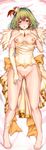  absurdres ass_visible_through_thighs bangs bare_legs barefoot blue_eyes blush bottomless breasts breasts_apart breasts_outside cleft_of_venus dakimakura dress dress_pull elbow_gloves feather_trim full_body gloves green_eyes green_hair hand_on_own_chest hand_on_own_thigh hat heterochromia highres huge_filesize idolmaster idolmaster_cinderella_girls jewelry looking_at_viewer lying medium_breasts mini_hat mini_top_hat mismatched_gloves mole mole_under_eye nipples no_bra nose_blush on_back parted_lips pendant pubic_hair pussy pussy_juice scan shiokonbu short_hair single_elbow_glove solo takagaki_kaede top_hat yellow_dress yellow_gloves 