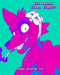  badboygoodman bandage canine cigarette clothing crossover english_text five_nights_at_freddy&#039;s fox foxy_(fnaf) grin hotline_miami looking_at_viewer male mammal mask missing_ear psychedelic simple_background smoking solo stitches text vest video_games 