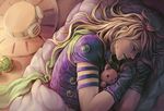  beard facial_hair gyro_zeppeli hat jojo_no_kimyou_na_bouken kawiku long_hair male_focus sleeping solo steel_ball_run stuffed_animal stuffed_toy teddy_bear 