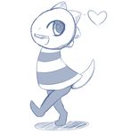  &lt;3 ambiguous_gender armless buckteeth child monochrome monster monster_kid solo teeth undertale unknown_artist walking young 