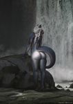  2015 ambiguous_gender anthro big_butt butt furstang hair looking_back nude solo standing unknown_species water waterfall white_hair 