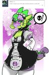  2015 angry anthro arnachy blush cleavage clothed clothing crossgender dragon elbow_gloves fangs female friendship_is_magic gloves green_eyes legwear maid maid_uniform my_little_pony slit_pupils solo spike_(mlp) thigh_highs tumblr twilight_sparkle_(mlp) 