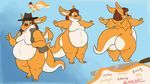  anthro brown_hair butt clothing dragon english_text fedora hair hat jacket male model_sheet overweight paws samael smile so_sorry_(character) solo standing text thumbs_up undertale wings 