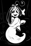  2015 black_and_white blush elpatrixf female fish hair hair_over_eye looking_at_viewer marine monochrome monster open_mouth shyren siren smile solo undertale underwater? 