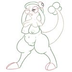  anthro blush breasts breloom female looking_at_viewer nintendo nipples nude open_mouth pok&eacute;mon posexe pussy simple_background solo tongue video_games white_background 
