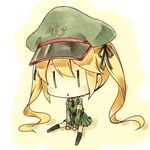  3.7cm_flak_m42 blonde_hair fairy_(kantai_collection) green_eyes hat kantai_collection kouji_(campus_life) long_hair military military_uniform solo twintails uniform 
