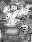  anthro bat_pony book candle cauldron clothing collar elbow_gloves fan_character fangs female gloves greyscale magic monochrome my_little_pony phathusa potion robe 