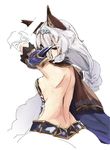  animal_ears back backless_outfit bare_back breasts cat_ears erune granblue_fantasy heles iwasaki_takashi long_hair medium_breasts sideboob silver_hair solo spikes 