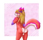  anthro backsack balls blonde_hair blue_background butt canine fox fur girly hair invalid_tag looking_at_viewer looking_back male mammal multicolored_fur multicolored_hair nude open_mouth puflitos simple_background solo two_tone_hair white_background 