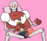  blush bone cum not_furry papyrus_(undertale) penis pillow skeleton smile sweat tinybeasts undertale 